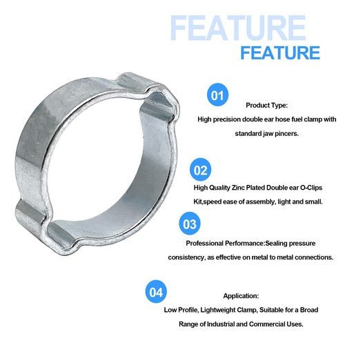 Double Ear Clamps O Clips Stainless Steel BZP Fuel Air Water Mikalors Hose Pipe - HomeDIYer