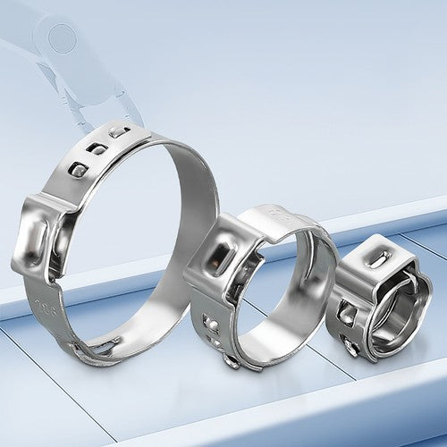 O-Clip secured tightly around a silicone hose in an automotive application