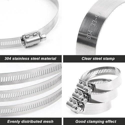 304 Hose Clamps Jubilee Clips Worm drive Mikalors Kale Stainless Steel Pipe Clip - HomeDIYer
