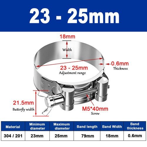 Butterfly Wing 306/201 Stainless Steel Jubilee Type Hose Pipe Clips 17mm - 252mm - HomeDIYer