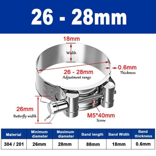 Butterfly Wing 306/201 Stainless Steel Jubilee Type Hose Pipe Clips 17mm - 252mm - HomeDIYer
