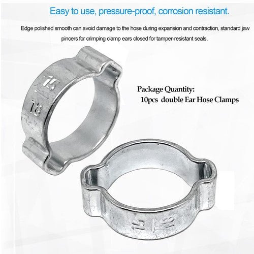 Double Ear Clamps O Clips Stainless Steel BZP Fuel Air Water Mikalors Hose Pipe - HomeDIYer