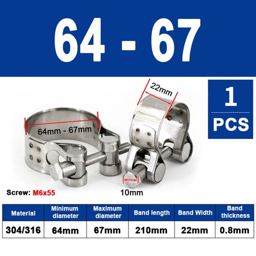 Jubilee Super Clamps Heavy Duty Exhaust Supra T Bolt Stainless Marine Steel Clip