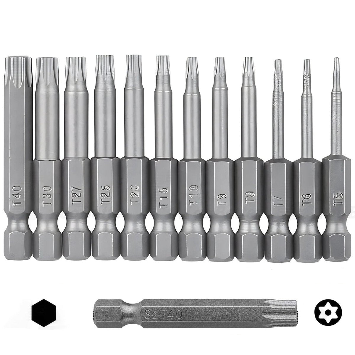 12pc Tamper Proof Star Security Torx Bit Set T5 T6 T7 T8 T9 T10 T15 T20 T25 T30 - HomeDIYer