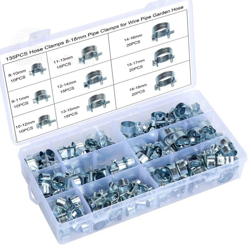 135x Hose Clamps Mini Clamps 8 - 18mm Hose Clamps Clamps Assortment Set - HomeDIYer