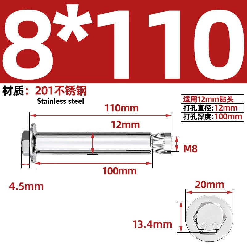 Stainless Steel Masonry Concrete Expansion Anchor Bolt — M6 M8 M10 M12 M16 | 304 & 201 SS