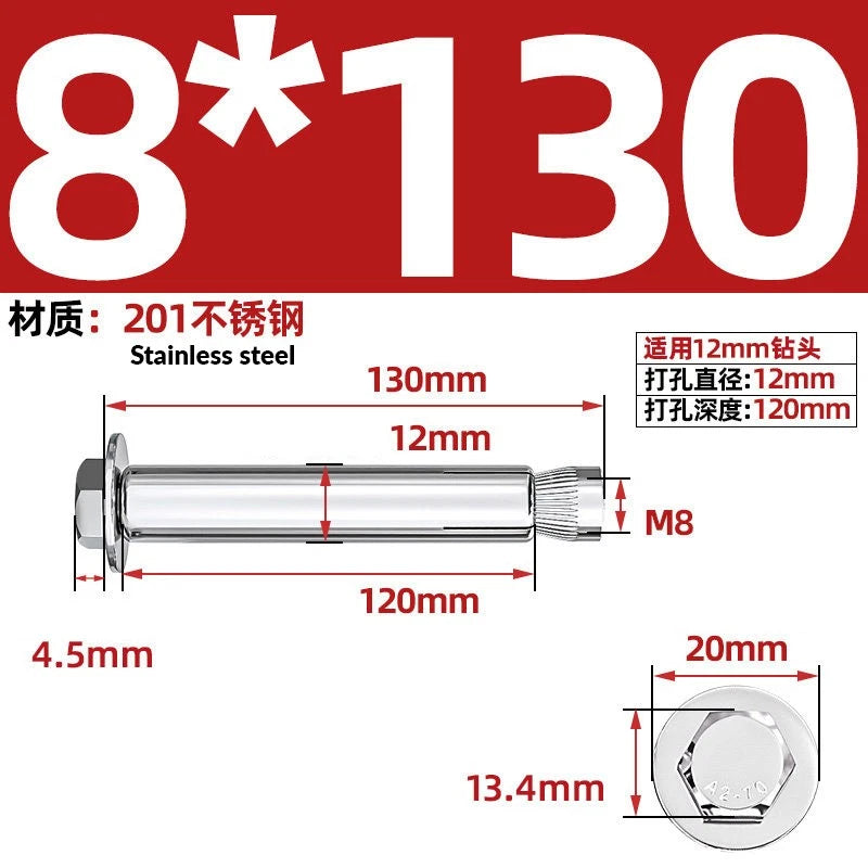 Stainless Steel Masonry Concrete Expansion Anchor Bolt — M6 M8 M10 M12 M16 | 304 & 201 SS