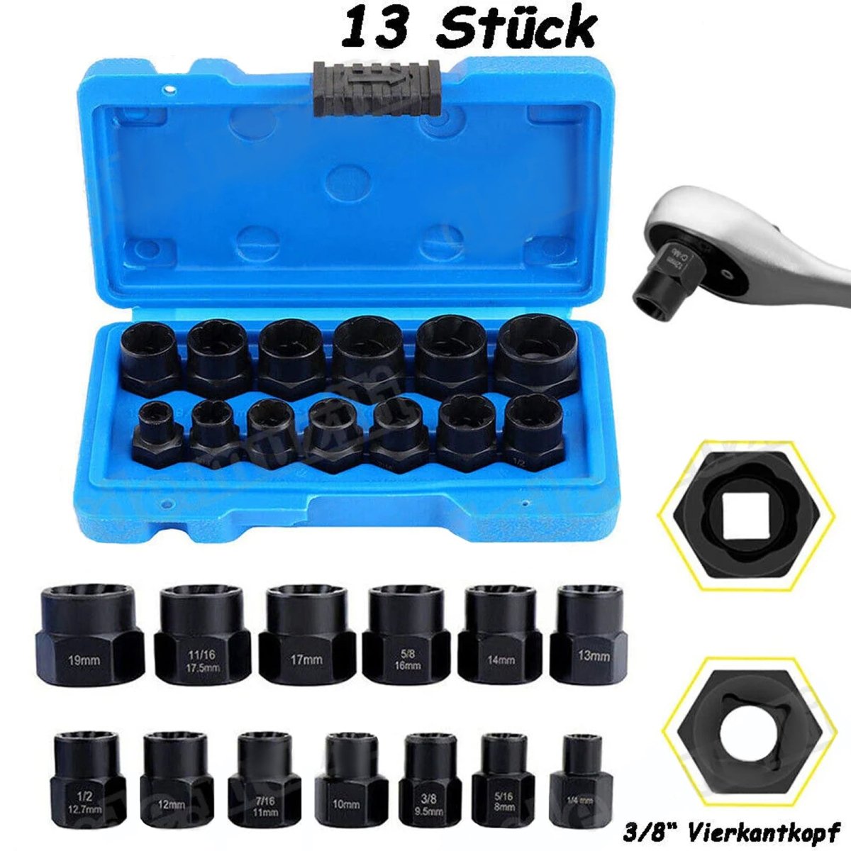 13PCS 3/8” screw extractor socket wrench set extractor link Extractor - HomeDIYer