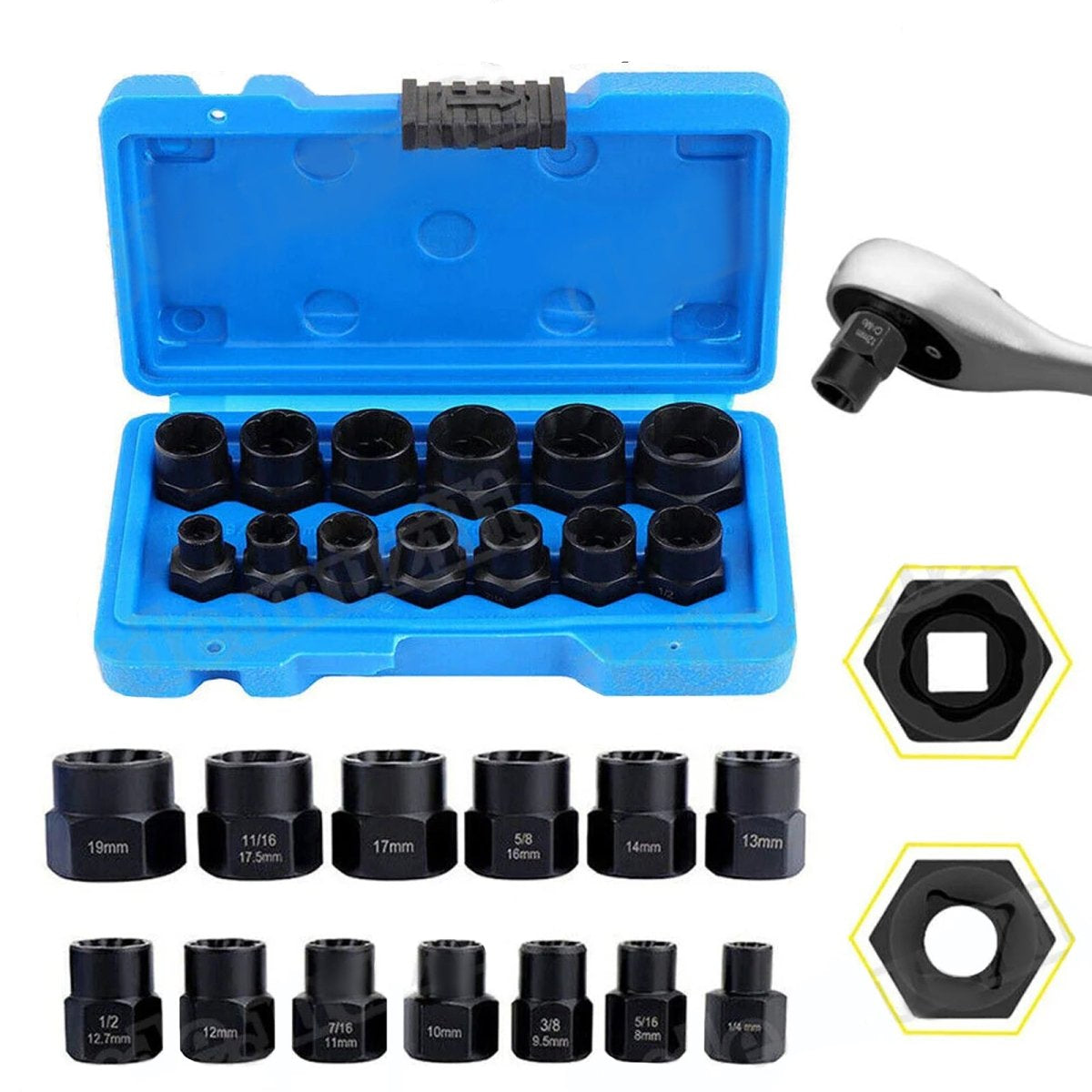 13PCS 3/8” screw extractor socket wrench set extractor link Extractor - HomeDIYer