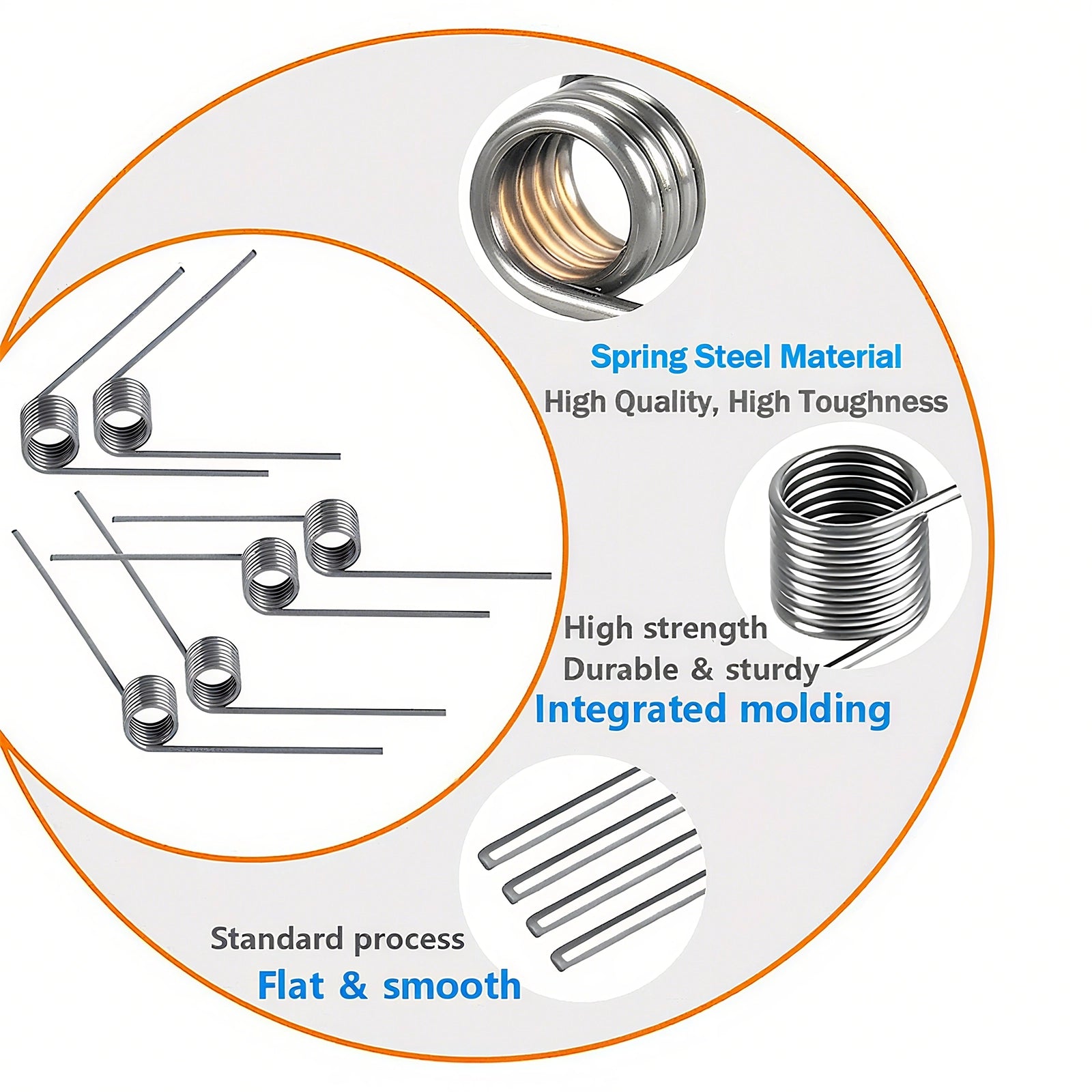 Torsion Spring 3 - 9 Coil (10 pcs), 1.6mm Wire dia, 8 ~ 18mm OD, Left spring Steel - HomeDIYer
