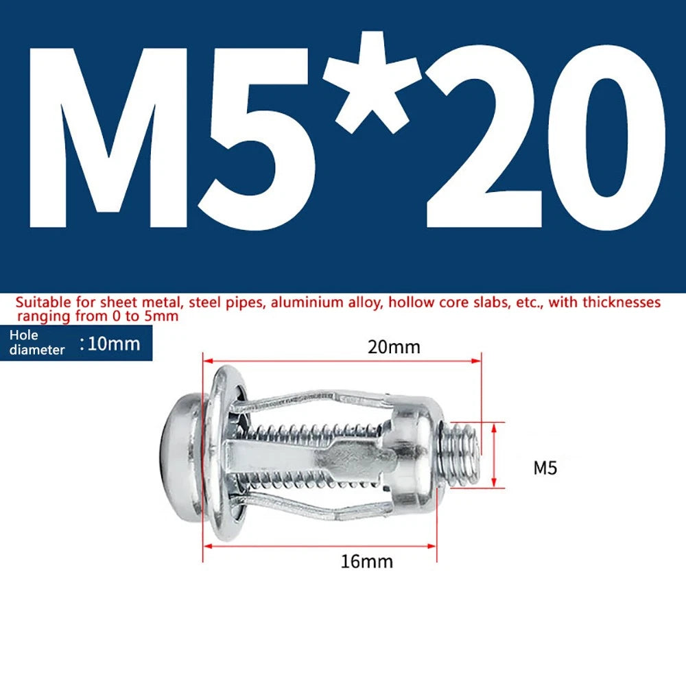 M4–M8 Metal Drywall Expansion Bolts | Hollow Wall Anchors for Plasterboard & Drywall