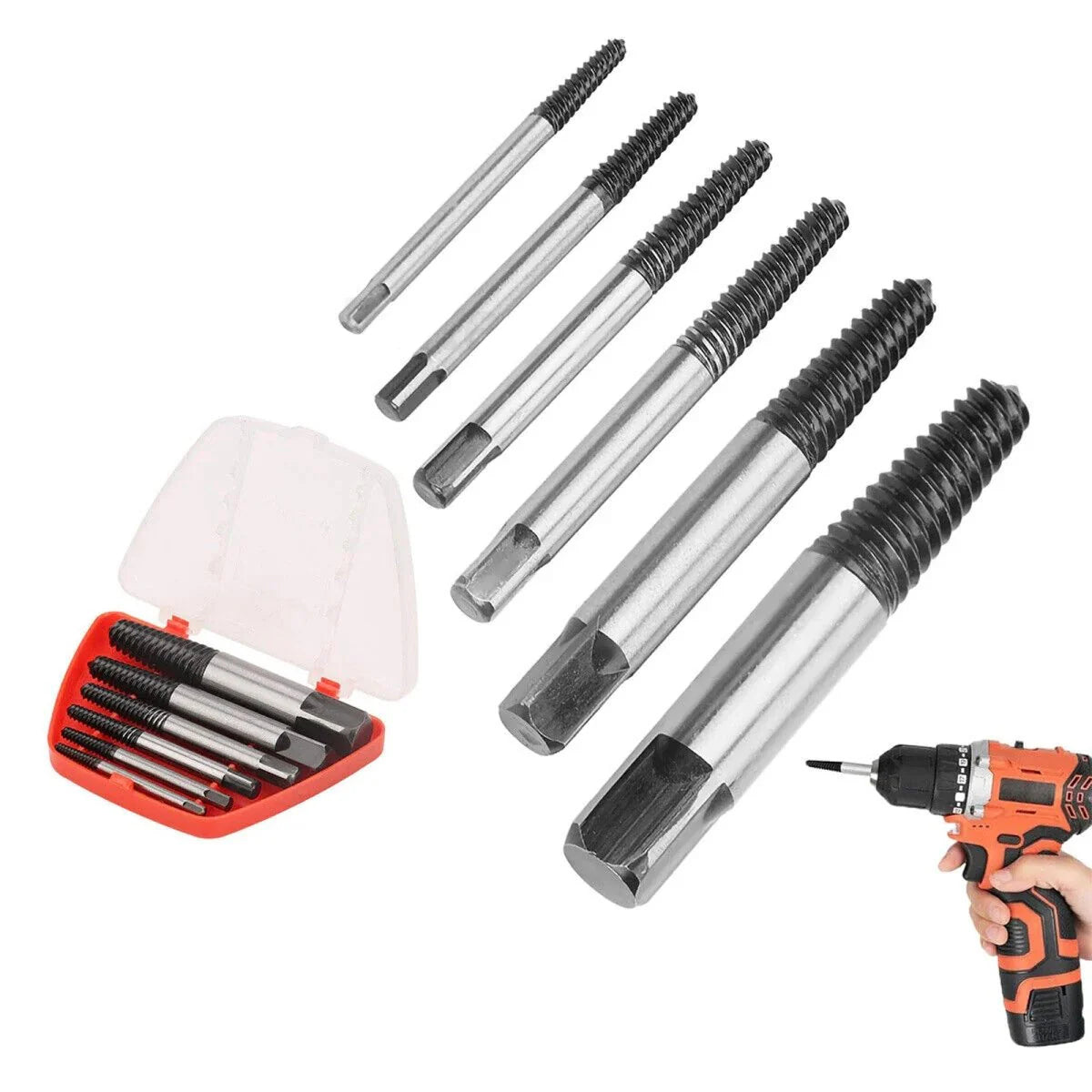 6-teiliges Schraubenausdreher-Set, Bohrer Nr. 1–6, aus gebrochenen, beschädigten Schrauben, Bolzenentferner