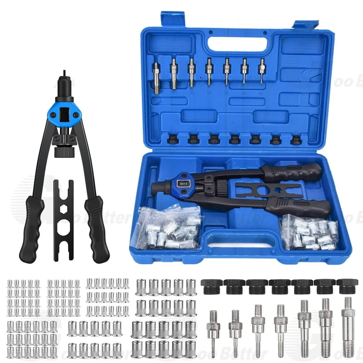 13'' Rivet Gun Kit Rivnut Thread Setting Tool Nut Setter NutSert Metric 110PCS - HomeDIYer