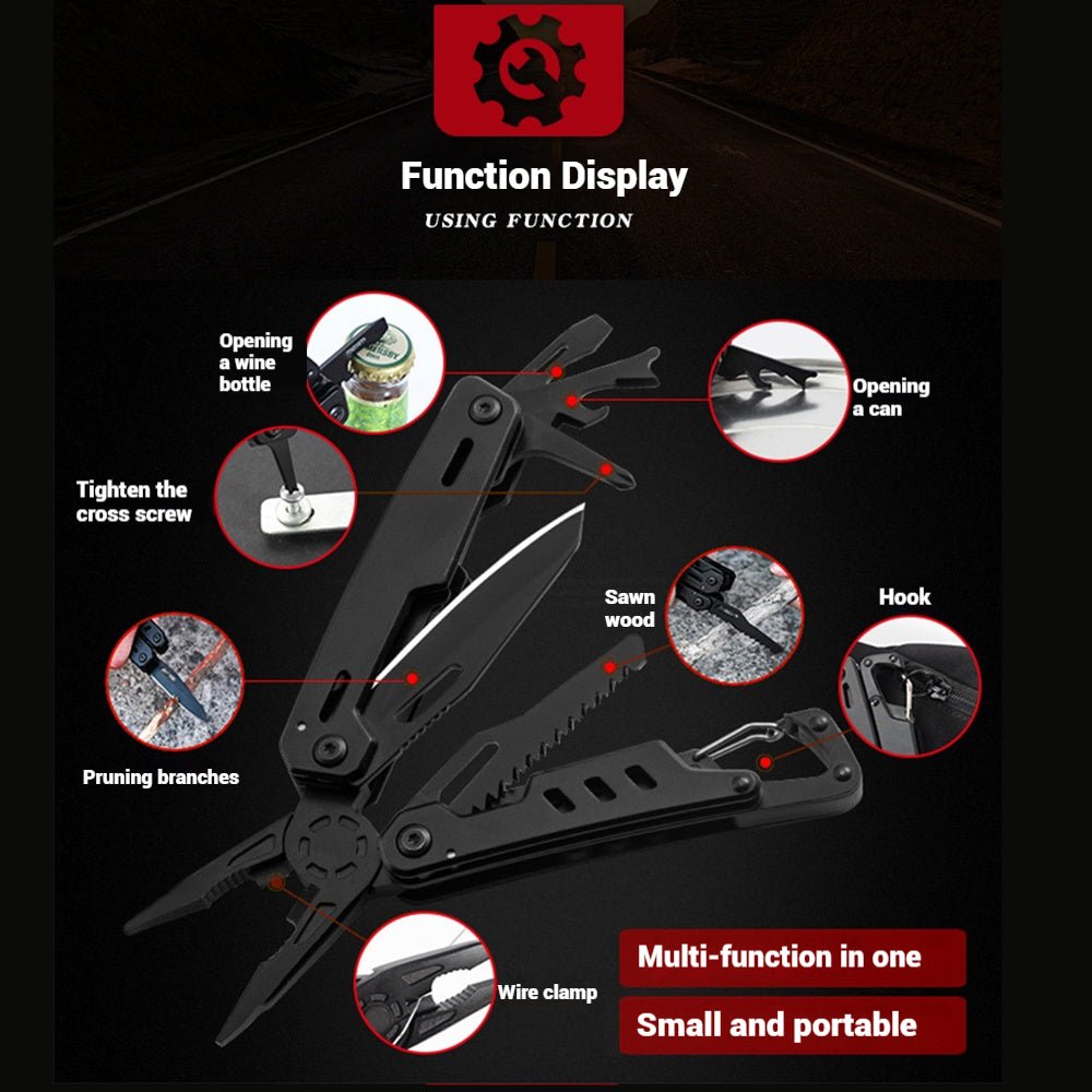 11 - in - 1 Mini EDC Multitool - Needle Nose Pliers, Pocket Knife, Keychain, Bottle Opener - Gifts for Men, EDC Gear and Equipment - Black - HomeDIYer