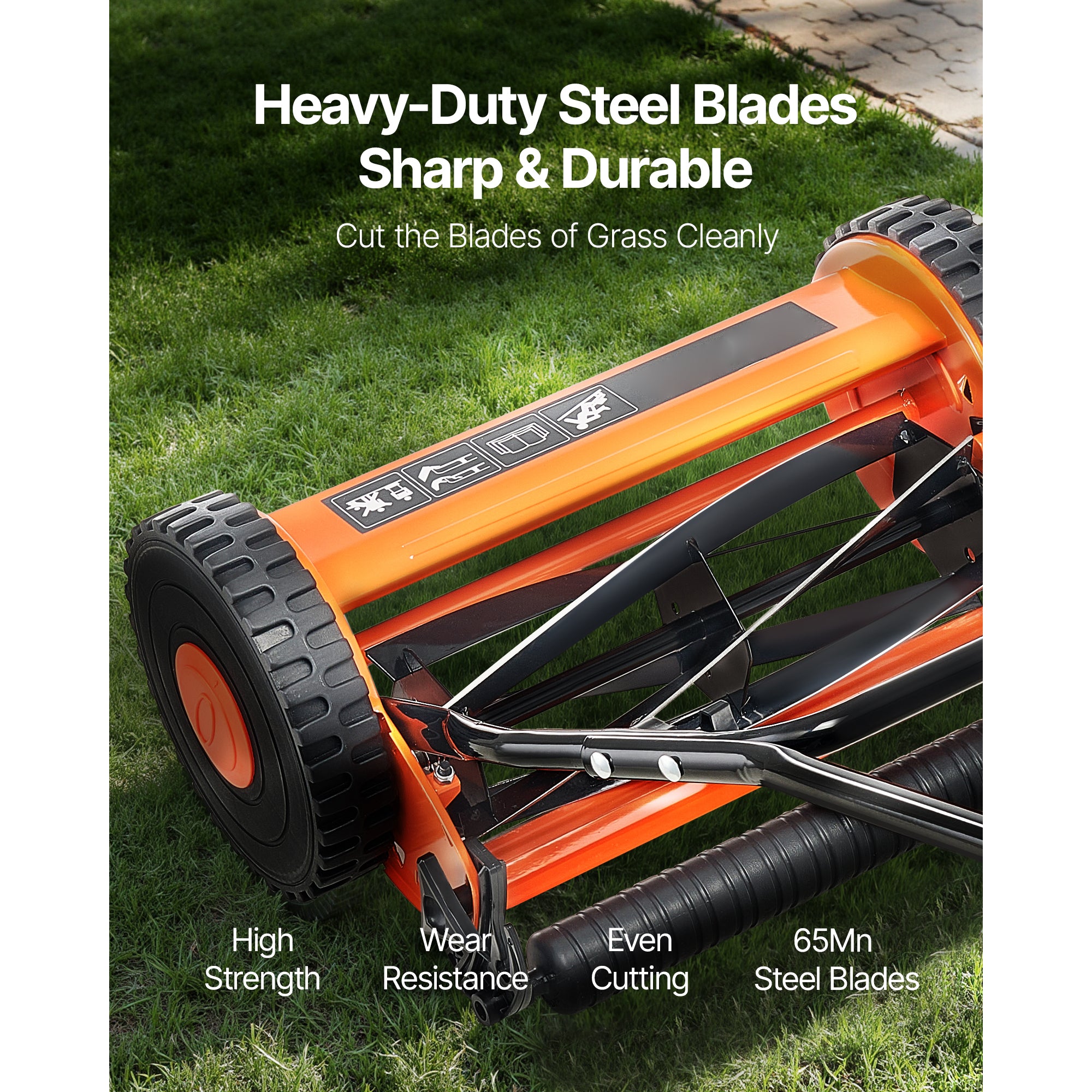 16" Manual Push Reel Lawn Mower 5-Blade Adjustable Height Grass Catcher 2 Wheels