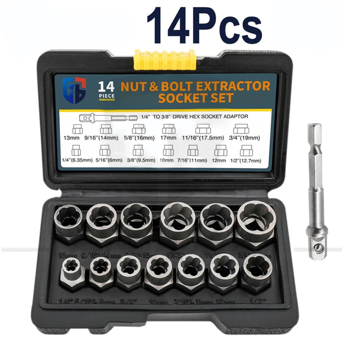 14Pcs Impact Bolt & Nut Remover Set Screw Bolt Nuts Extractor Socket Set Tool - HomeDIYer