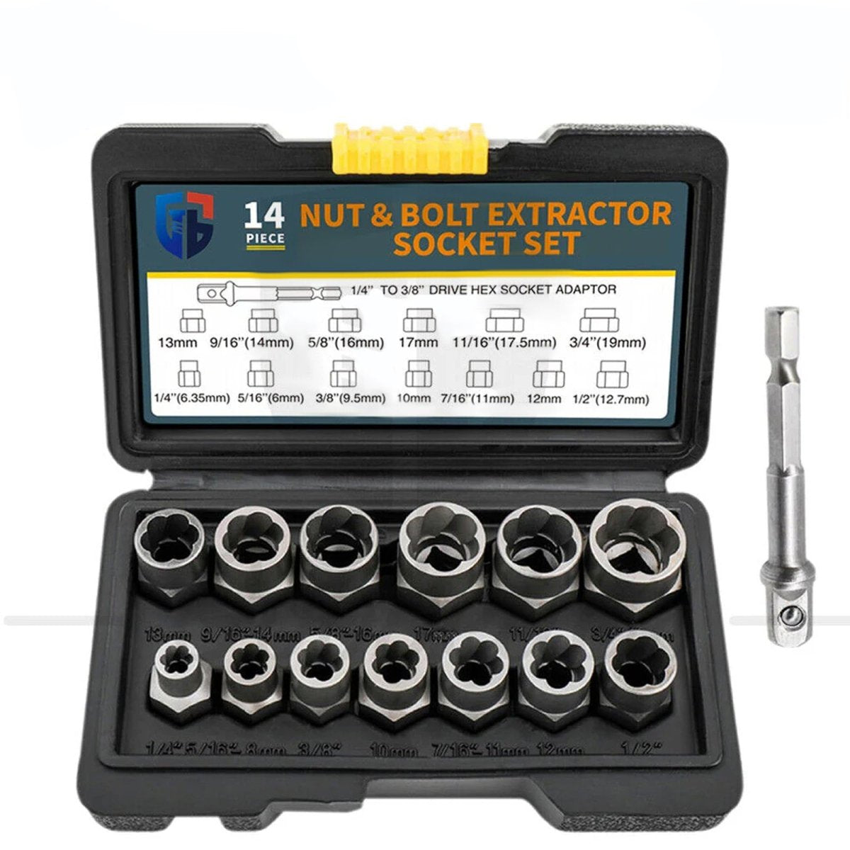 14Pcs Impact Bolt & Nut Remover Set Screw Bolt Nuts Extractor Socket Set Tool - HomeDIYer
