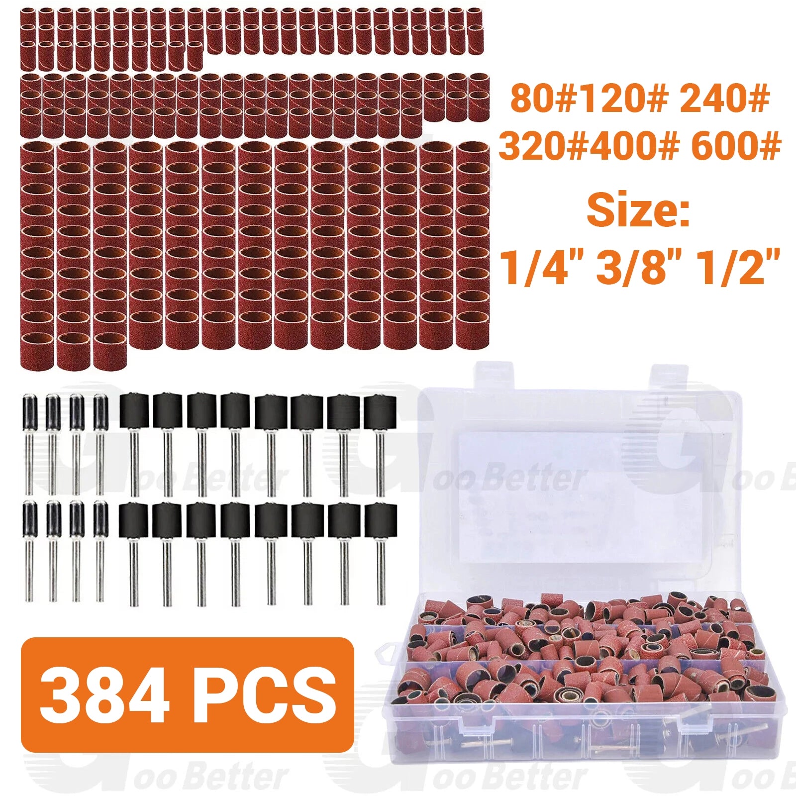 384Pcs Sanding Drum Kit Nail Sander Drill Bit For Dremel Accessories Rotary Tool - HomeDIYer