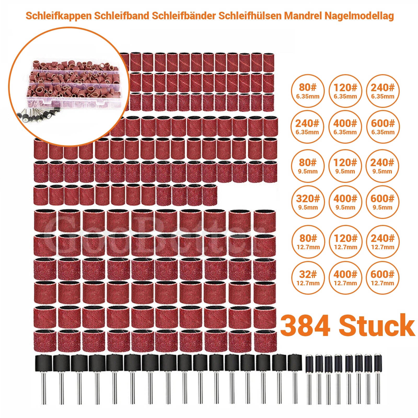 384Pcs Sanding Sleeves Sanding Caps Sanding Belt Sanding Belts Mandrel For Dremel - HomeDIYer