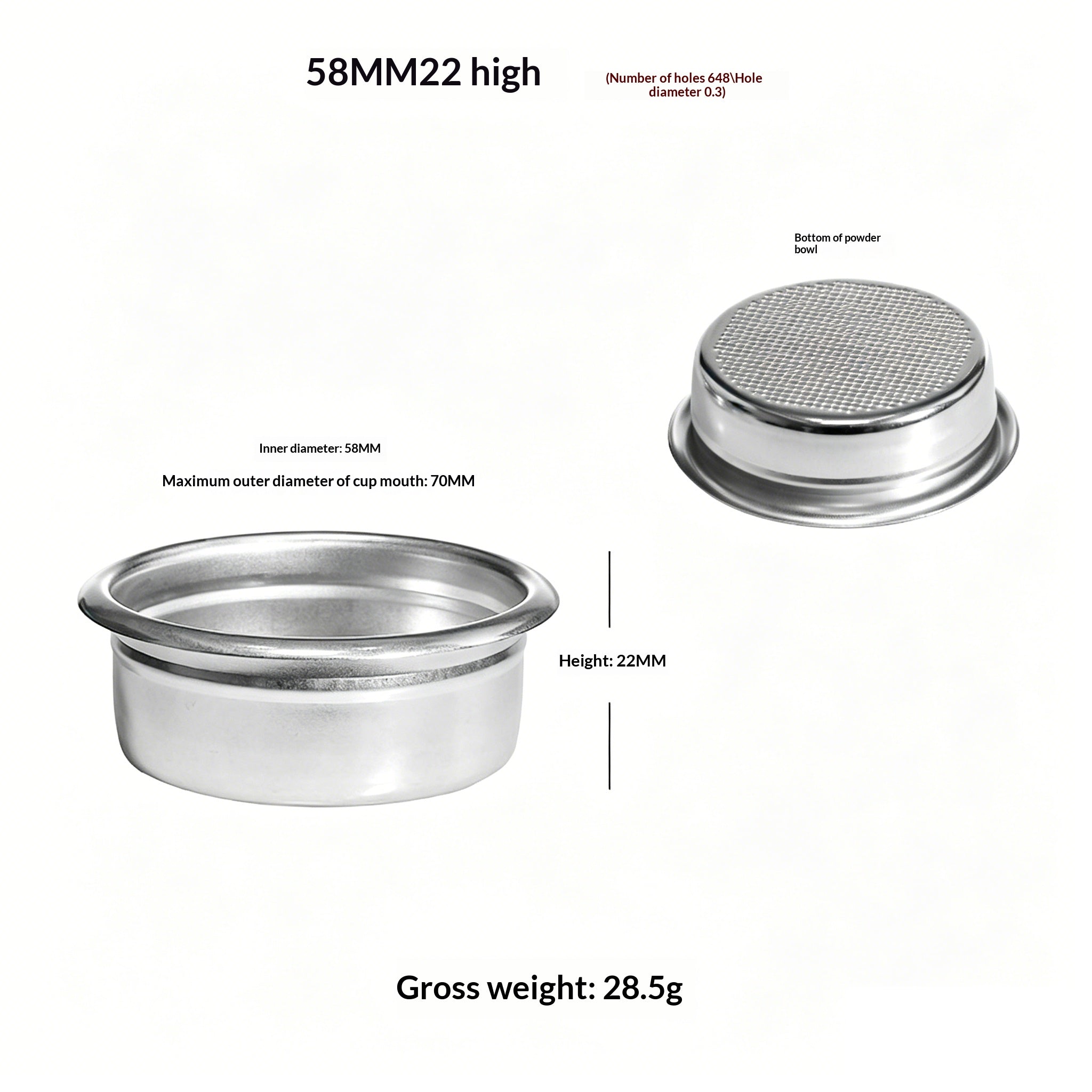304 Stainless Steel Espresso Filter Basket – 51mm / 54mm / 58mm | Single & Double Shot Precision Portafilter Cup