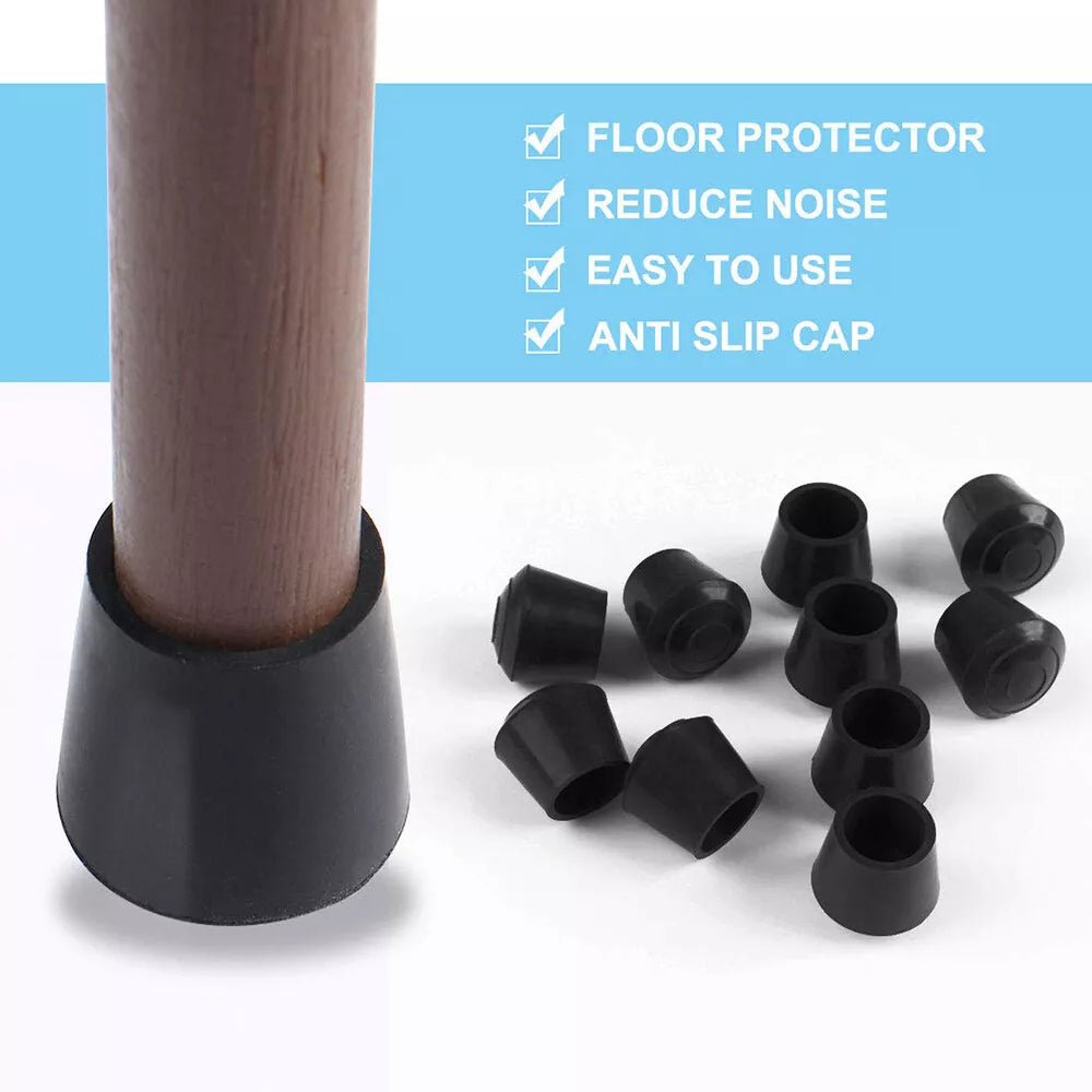 Rubber Chair Ferrules AntiScratch Floor Protector Table Feet Leg Cap End Black - HomeDIYer