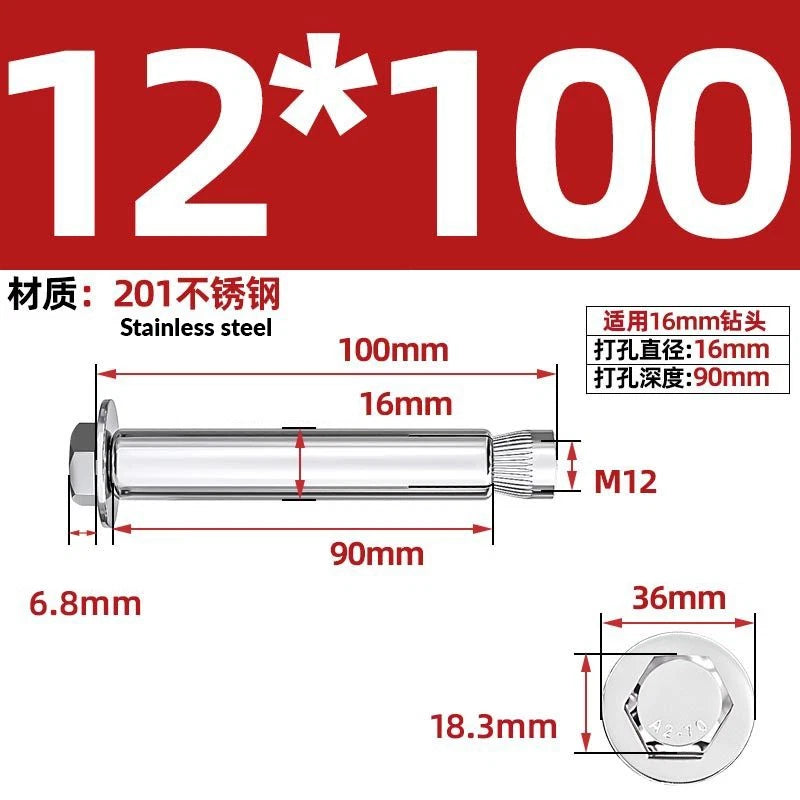 Stainless Steel Masonry Concrete Expansion Anchor Bolt — M6 M8 M10 M12 M16 | 304 & 201 SS