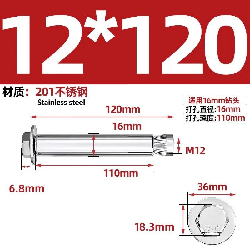 Stainless Steel Masonry Concrete Expansion Anchor Bolt — M6 M8 M10 M12 M16 | 304 & 201 SS