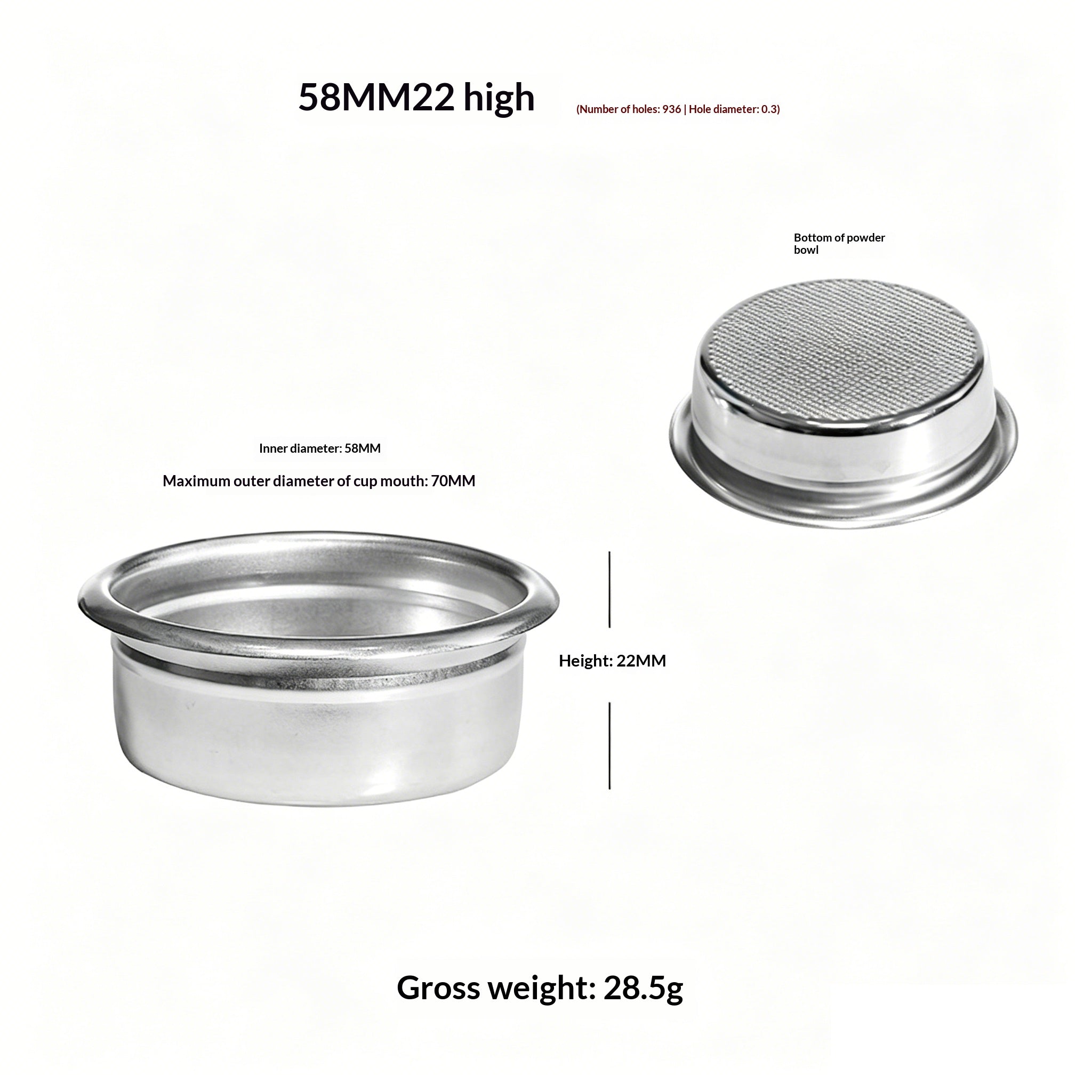 304 Stainless Steel Espresso Filter Basket – 51mm / 54mm / 58mm | Single & Double Shot Precision Portafilter Cup