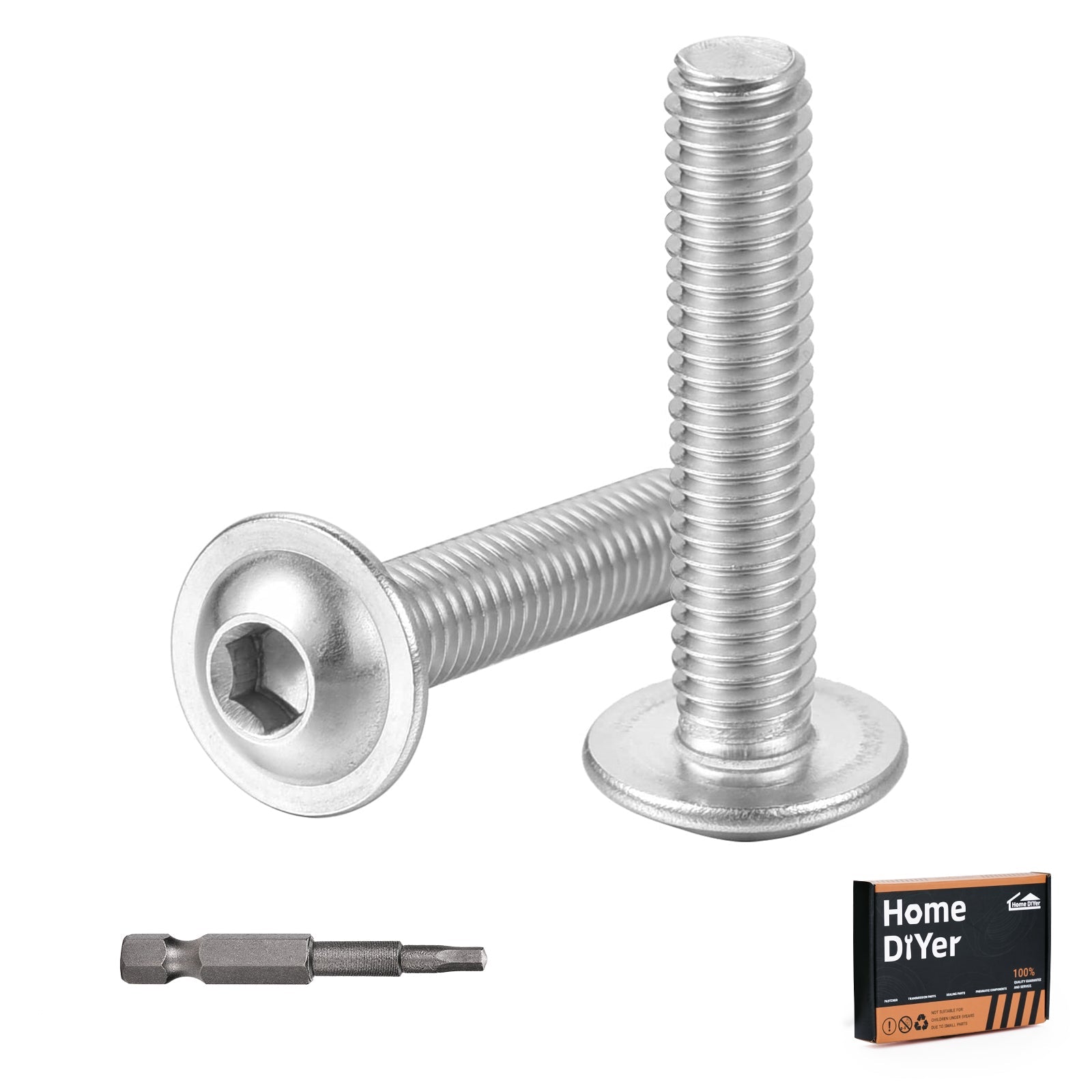 A2 Stainless Flanged Button Head Screws M3–M8, ISO7380-2, Hex Bits Included