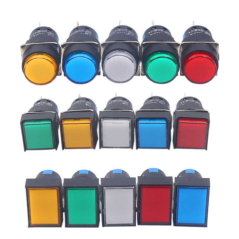 16mm Round/Square/Rectangular Push Button Switch Momentary/Latching 5 Colors Red - Blue - HomeDIYer