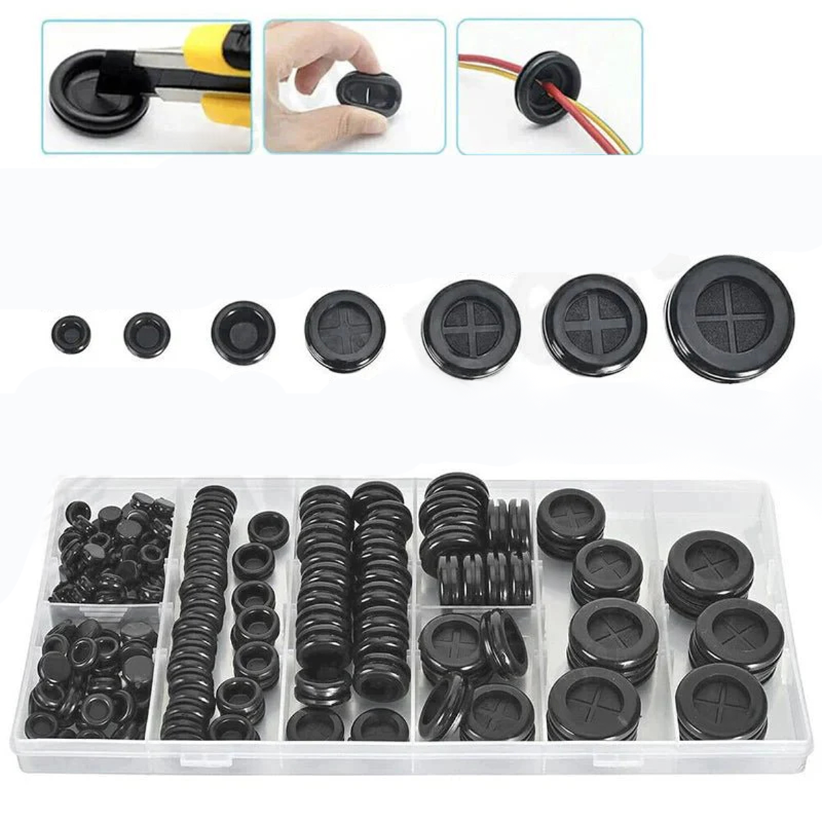 170 Stück 5-20mm Kabelverschraubung Karosseriestopfen Gummitüllen Gummistopfen Auto