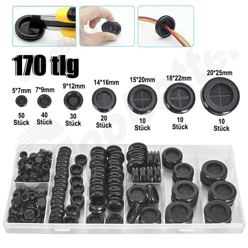 170Pcs 5 - 20mm Cable Gland Body Plugs Rubber Grommets Rubber Plugs Car - HomeDIYer
