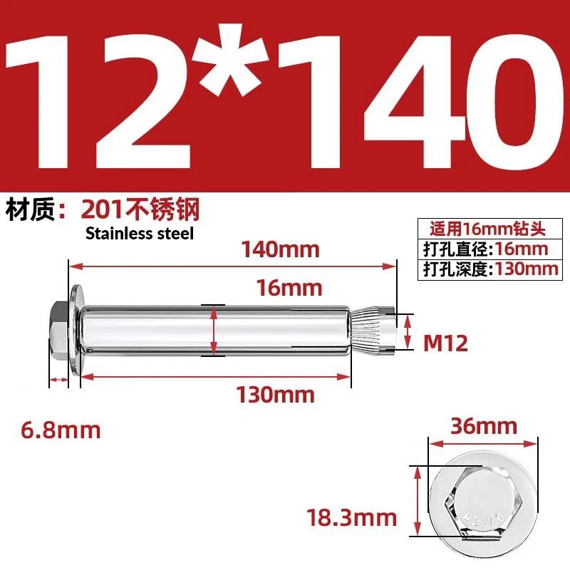 Stainless Steel Masonry Concrete Expansion Anchor Bolt — M6 M8 M10 M12 M16 | 304 & 201 SS