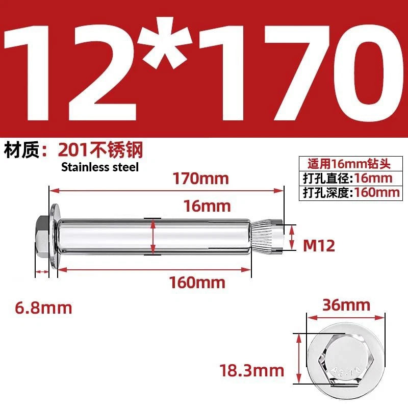 Stainless Steel Masonry Concrete Expansion Anchor Bolt — M6 M8 M10 M12 M16 | 304 & 201 SS
