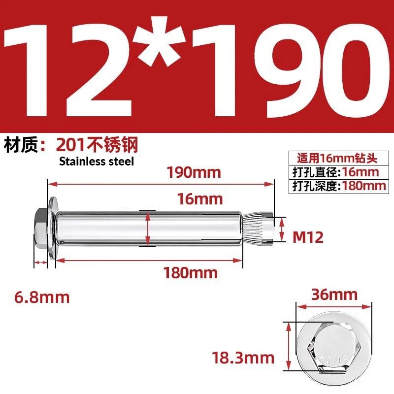 Stainless Steel Masonry Concrete Expansion Anchor Bolt — M6 M8 M10 M12 M16 | 304 & 201 SS