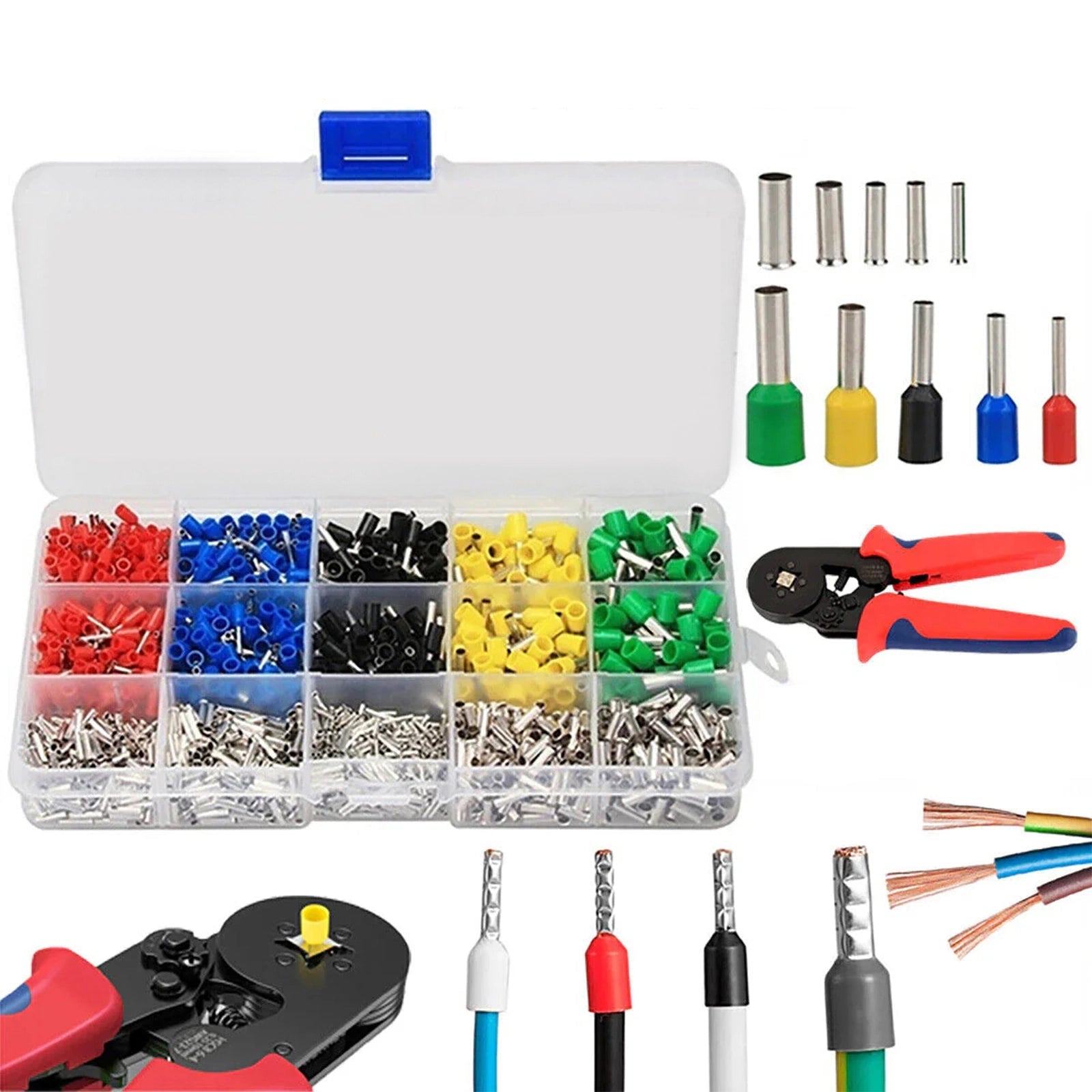 1640 Pcs Cable Lugs Ferrules Crimping Pliers Set 0.25 - 6mm2 Crimping Pliers Assortment - HomeDIYer