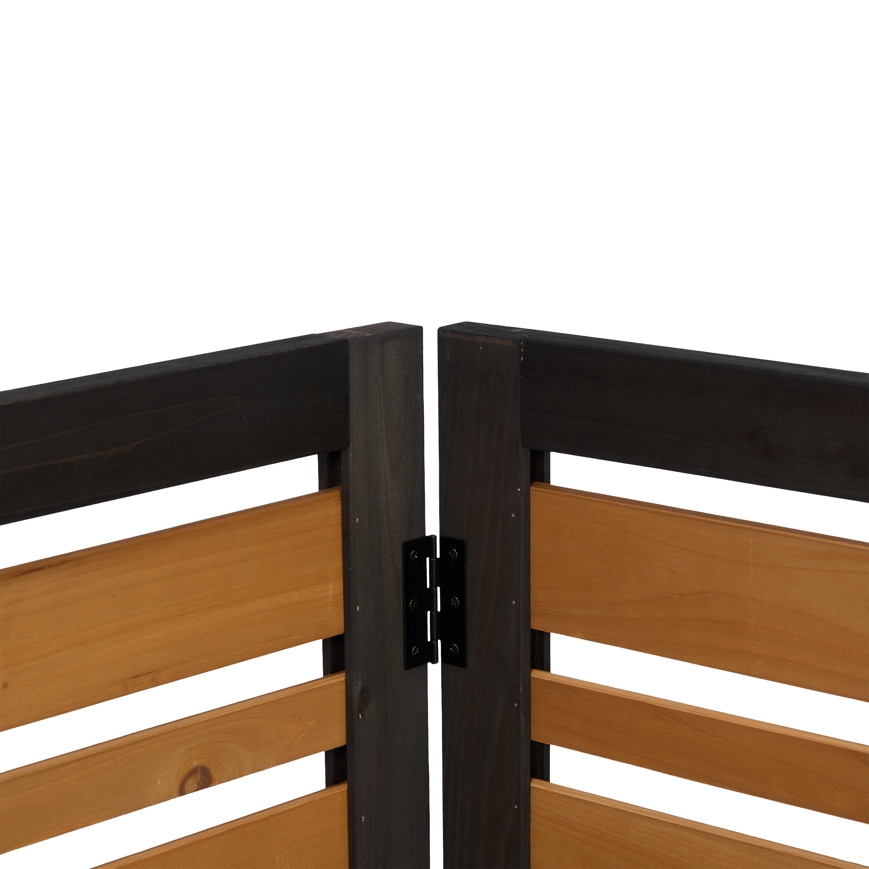 2‑Panel Solid Wood Outdoor Privacy Screen — 38" W x 42" H, Black & Gold, AC Fence & Trash Can Enclosure