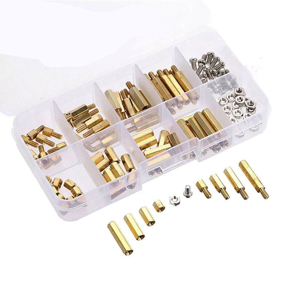 180Pcs M3 PCB Hex Male Female Spacer Threaded Brass Standoffs Screws Nuts Set - HomeDIYer