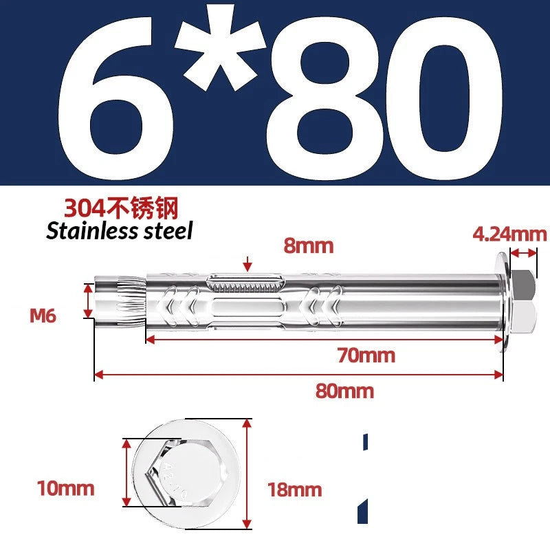 Stainless Steel Masonry Concrete Expansion Anchor Bolt — M6 M8 M10 M12 M16 | 304 & 201 SS