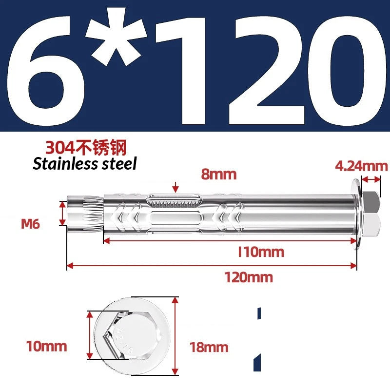 Stainless Steel Masonry Concrete Expansion Anchor Bolt — M6 M8 M10 M12 M16 | 304 & 201 SS