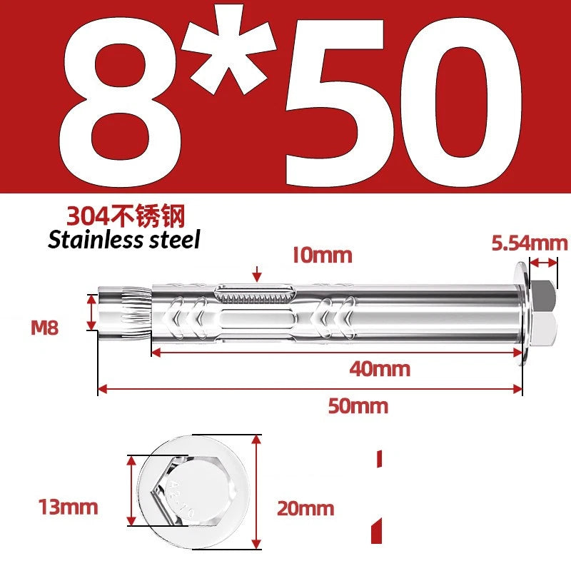 Stainless Steel Masonry Concrete Expansion Anchor Bolt — M6 M8 M10 M12 M16 | 304 & 201 SS