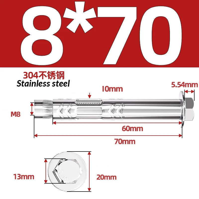Stainless Steel Masonry Concrete Expansion Anchor Bolt — M6 M8 M10 M12 M16 | 304 & 201 SS