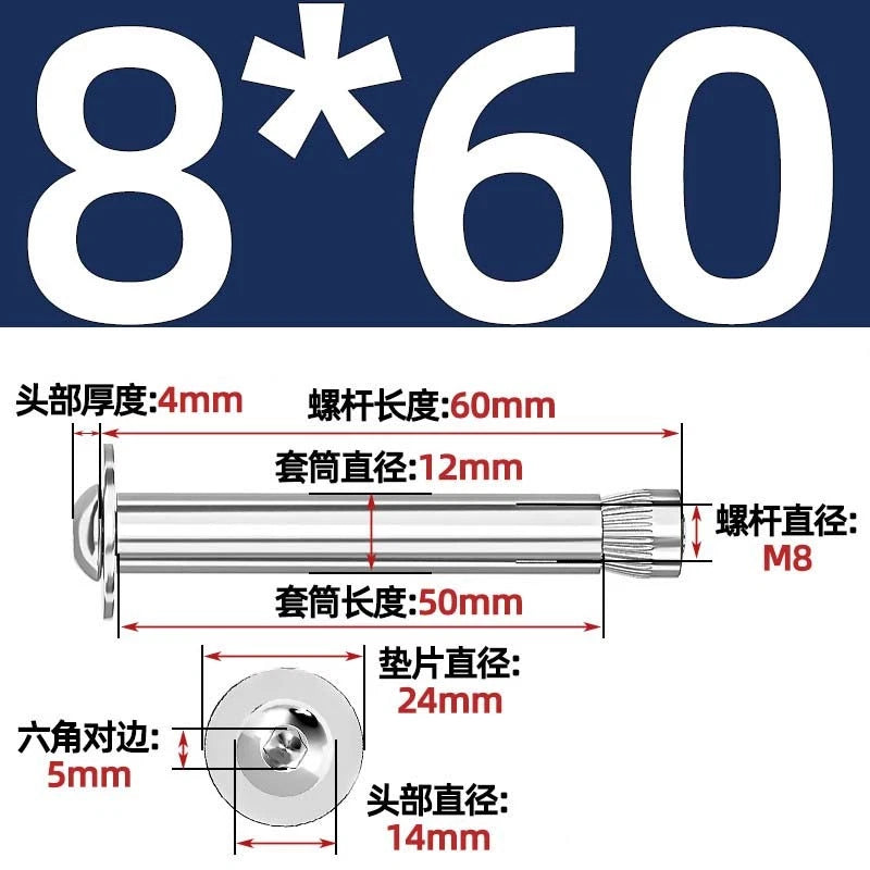 Stainless Steel Expansion Bolts Rawl Bolts for Concrete & Masonry — M6 M8 M10 M12