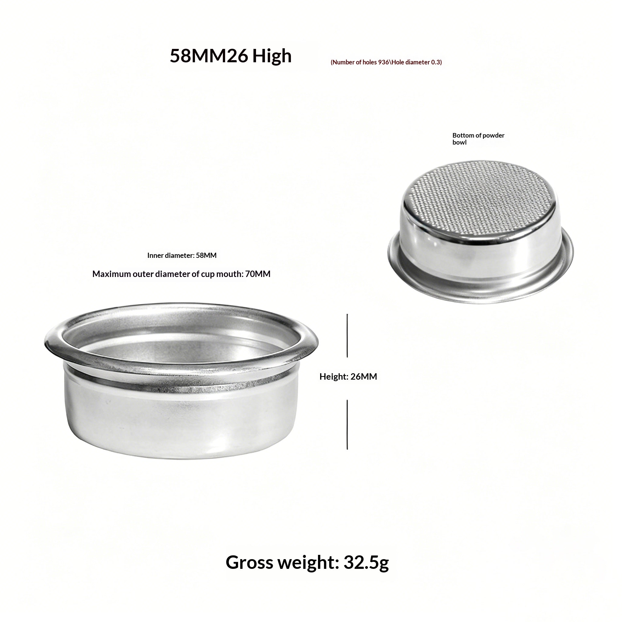 304 Stainless Steel Espresso Filter Basket – 51mm / 54mm / 58mm | Single & Double Shot Precision Portafilter Cup
