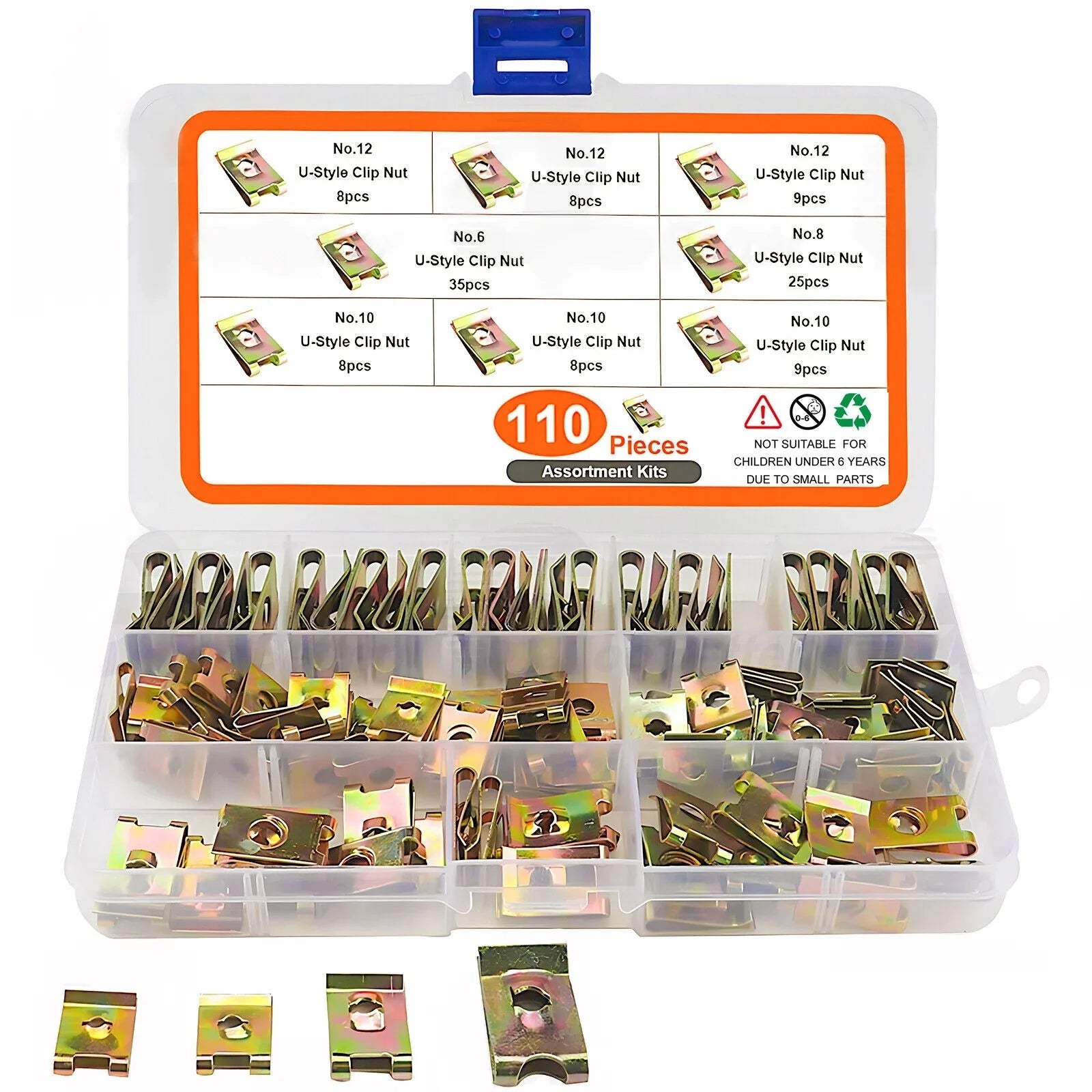 110Pc Auto Car U Type Nut Clip Kit Fastener Replacement Dash Door Panel Interior