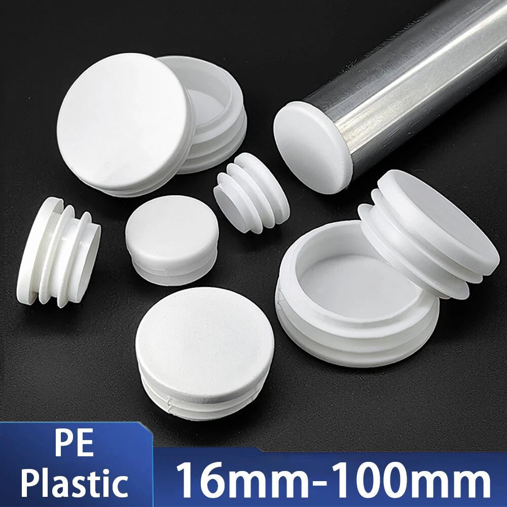 Round Plastic Blanking End Caps Pipe Tube Inserts Plugs Bungs White 16mm - 100mm - HomeDIYer