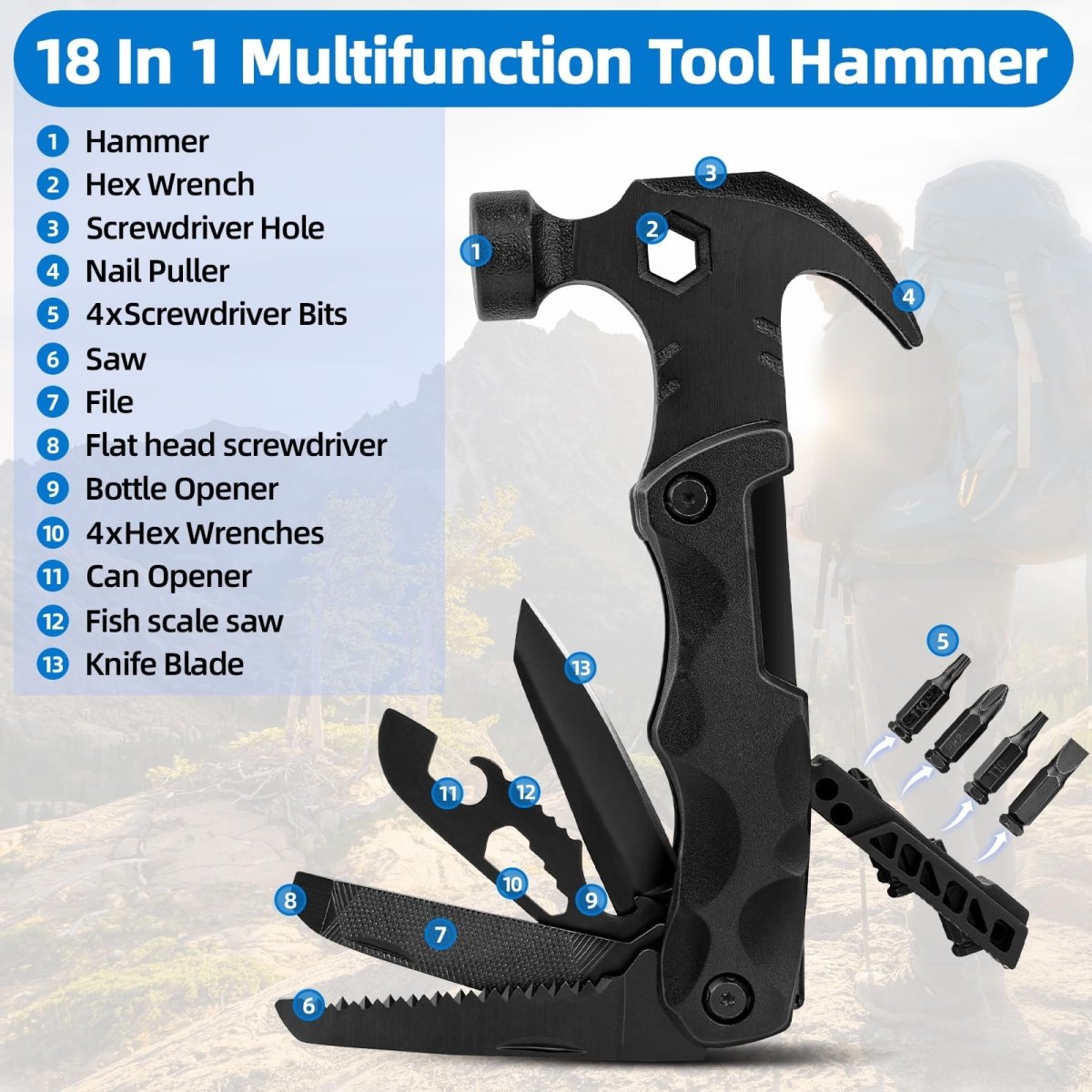 18 in 1 Camping Accessories Survival Gear MultiTool - HomeDIYer