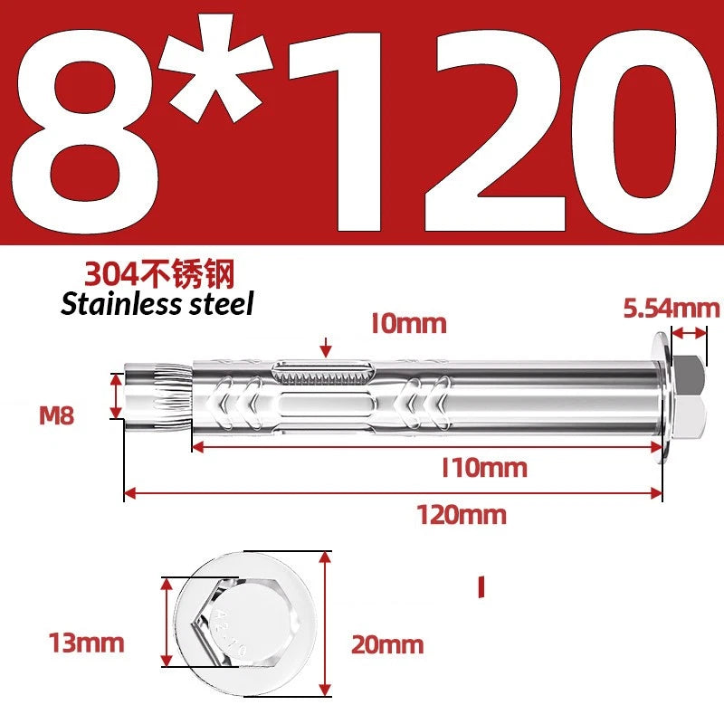 Stainless Steel Masonry Concrete Expansion Anchor Bolt — M6 M8 M10 M12 M16 | 304 & 201 SS