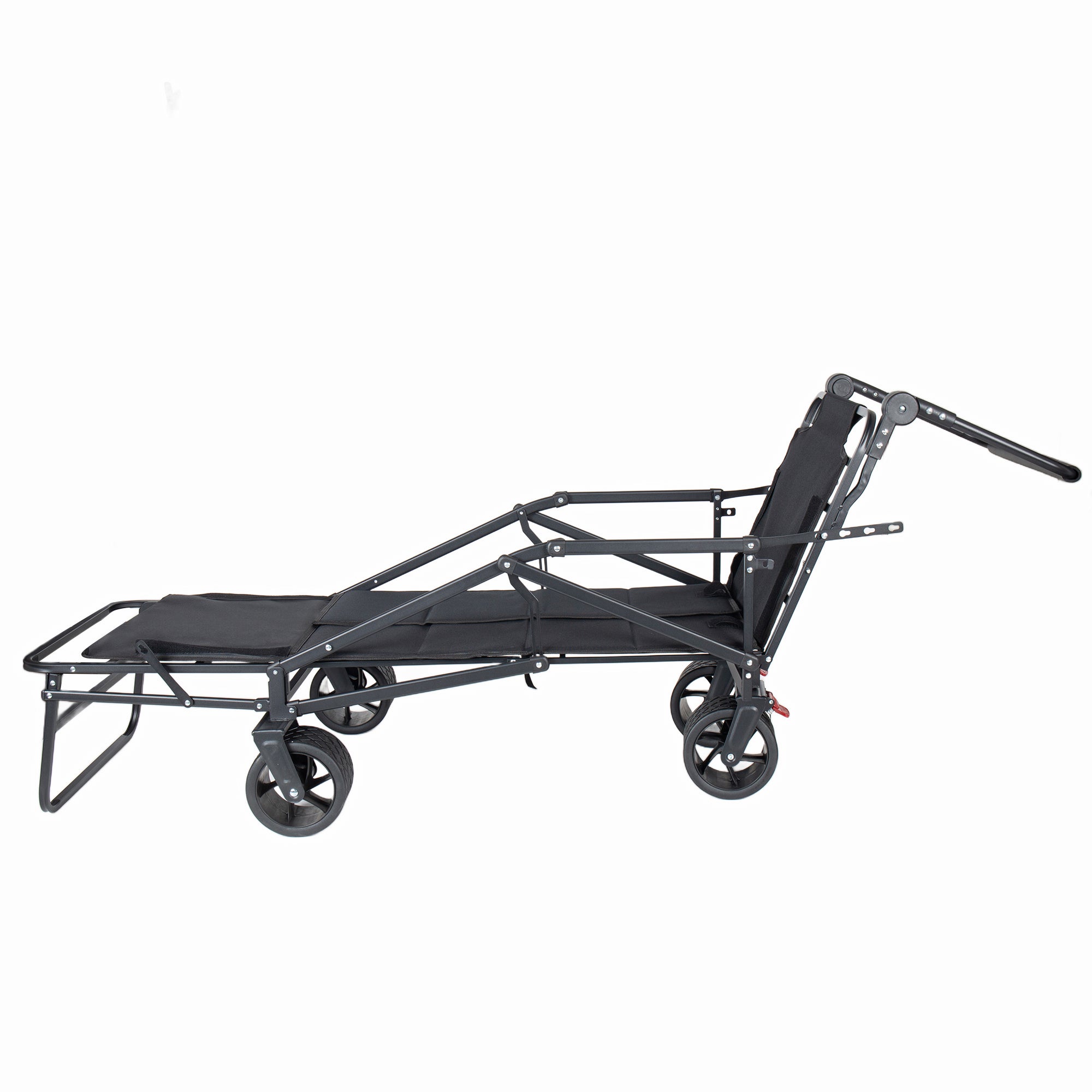 2-in-1 Multifunctional Folding Wagon Carts, Convertible Beach Chair with All-Terrain Wheels, 650lb Capacityfor Shopping Beach Camping Sports Garden, Black