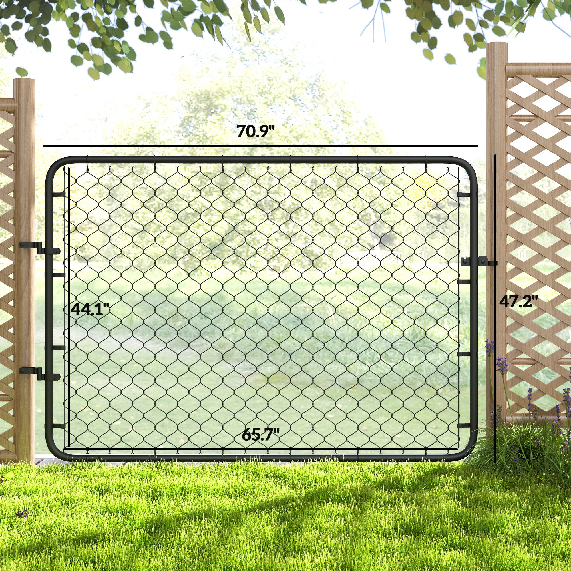 Galvanized Steel Garden Door,Garden Gate Chain Link Fence Gate,for Yard Entrance Way